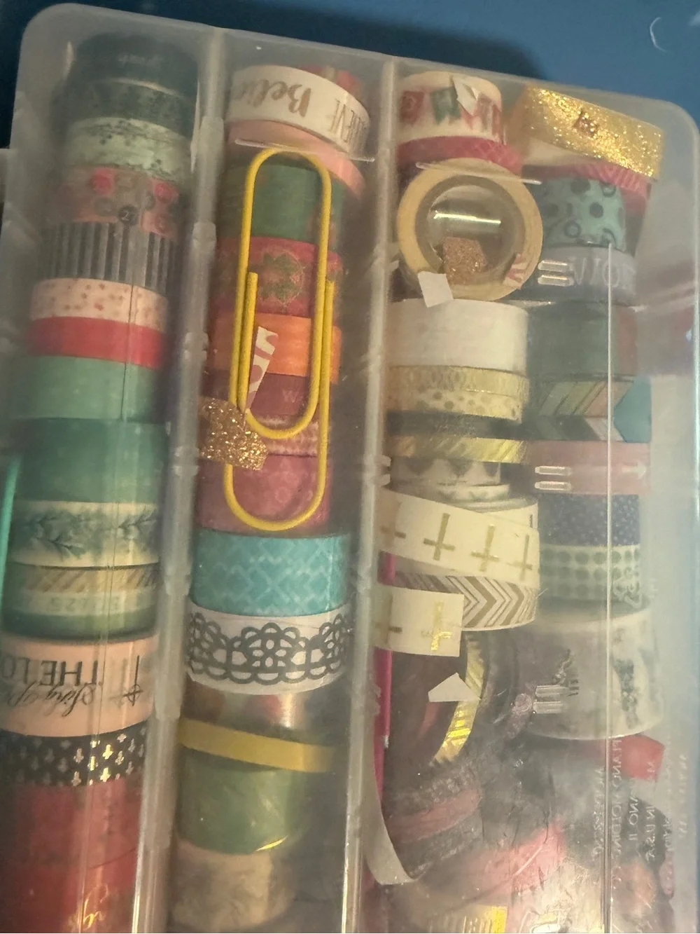 Huge Washi Tape Collection Lot with Clear Storage Organizer Box – 80+ Rolls